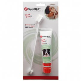 Flamingo PETCARE TOOTHPASTE+TOOTHBRUSH набор зубная паста и зубная щетка для собак