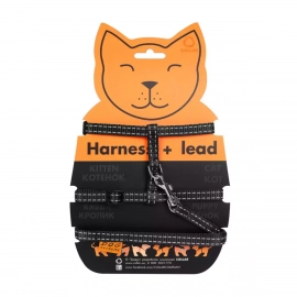 Collar Нейлоновая шлейка с поводком для кошек, черный