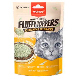 Wanpy Fluffy Toppers Chicken & Cat Grass сублимированное лакомство для кошек КУРИЦА и КОШАЧЬЯ ТРАВА