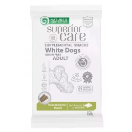 Natures Protection Superior Care White Dogs Hypoallergenic & Dental Care беззернові ласощі для дорослих собак з білою шерстю БІЛА РИБА