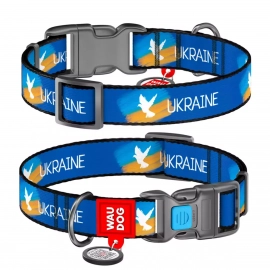 Collar WAUDOG Nylon ошейник c QR паспортом, пластиковый фастекс, ФЛАГ