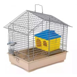 Природа Джунгарік - Клітка для гризунів з будиночком, хром/бежева