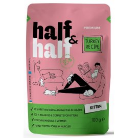 Half&Half Kitten Turkey влажный корм для котят КУСОЧКИ ИНДЕЙКИ В ЖЕЛЕ