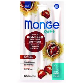 Monge Dog Gift Sensitive Digestion Adult Lamb, Chestnut & Inuline лакомство для собак с чувствительным пищеварением, стики ЯГНЕНОК и КАШТАНЫ