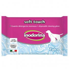 Inodorina Soft Touch рукавичка для очищення шерсті собак та кішок з тальком