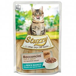 Stuzzy (Штуззи) WHITE FISH CAT консервы для кошек, БЕЛАЯ РЫБА, кусочки в желе