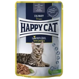 Happy Cat (Хепі Кет) MEAT IN SAUCE CULINARY FARM POULTRY вологий корм для котів шматочки в соусі ПТИЦЯ