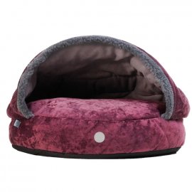 Harley & Cho COVER PLUSH CHERRY лежак с капюшоном для собак, вишневый