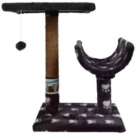 Пухнастики кігтеточка з полицею і напівтунелем для кішок, сірий