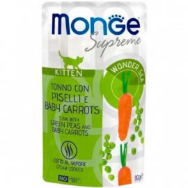 Monge Supreme Kitten Tuna Flakes, Peas & Baby Carrots влажный корм для котят ТУНЕЦ, ЗЕЛЕНЫЙ ГОРОШЕК и МОЛОДАЯ МОРКОВЬ
