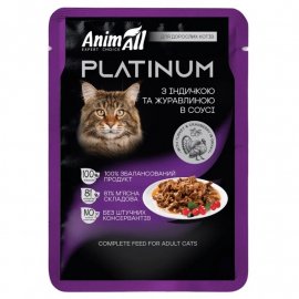 AnimAll Platinum вологий корм для котів ІНДИЧКА І ЖУРАВЛИНА В СОУСІ