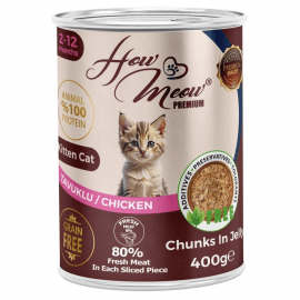 How Meow Kitten Chicken in jelly влажный корм для котят, кусочки в желе КУРИЦА