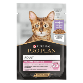 Purina Pro Plan (Пурина Про План) Adult Delicate Digestion Turkey влажный корм для кошек с чувствительным пищеварением, кусочки в подливе ИНДЕЙКА