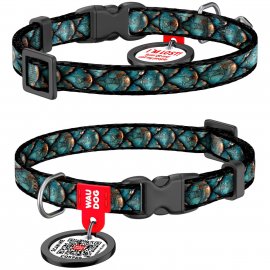 Collar WAUDOG Nylon нейлоновый ошейник для кошек и мелких пород собак с QR адресником, пластиковый фастекс, ЧЕШУЯ