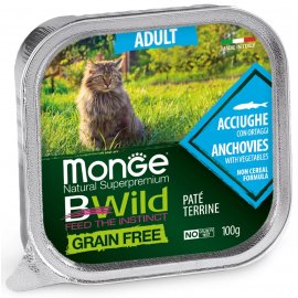 Monge Cat Bwild Grain Free Adult Anchovies & Vegetables вологий корм для котів АНЧОУСИ та ОВОЧІ, паштет