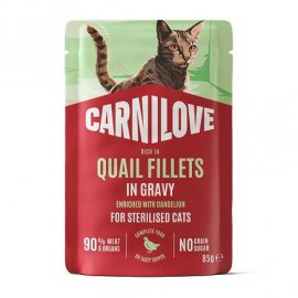 Carnilove Sterilised Gravy Quail with Dandelion влажный корм для стерилизованных кошек, филе в соусе ПЕРЕПЕЛКА и ОДУВАНЧИК
