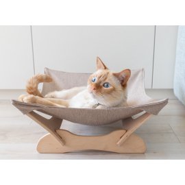 PetJoy Гамак-лежак для кота, білий/бежевий