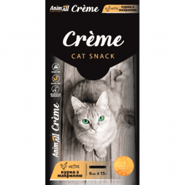 AnimAll Cat Snack Creme ласощі у вигляді крему для котів КУРКА ТА МАКРЕЛЬ