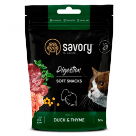 Savory (Сейворі) Digestion Soft Snack Duck & Thyme м'які ласощі для поліпшення травлення у котів КАЧКА та ТИМ'ЯН