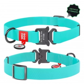 Collar WAUDOG Waterproof Ошейник для собак водостойкий c QR-паспортом, светящийся, металлическая пряжка-фастекс МЕНТОЛОВЫЙ