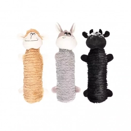 Flamingo ОСЛИК - ОВЦА - КОРОВА игрушка с пищалкой для собак, чехол для пластиковой бутылки