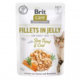Brit Care Cat Fillets in Jelly Adult Trout, Cod, Carrot & Rosemary консервы для кошек ТРЕСКА и ФОРЕЛЬ