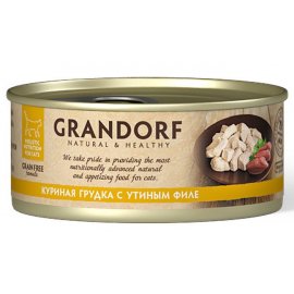Grandorf (Грандорф) консерва для кошек КУРИНАЯ ГРУДКА С УТИНЫМ ФИЛЕ