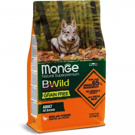 Monge Dog BWild Grain Free Adult All Breeds Duck сухий беззерновий корм для собак усіх порід КАЧКА
