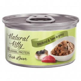 Natural Kitty Meat Lover Mackerel And Tuna In Gravy влажный корм для кошек, филе в соусе, СКУМБРИЯ И ДИКИЙ ТУНЕЦ