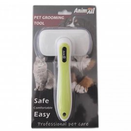 AnimAll Groom щетка пуходерка с автоматической системой очистки для кошек и собак, зеленый