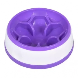 AnimAll Миска для повільного годування кішок і собак КВІТКА, лавандовий/білий