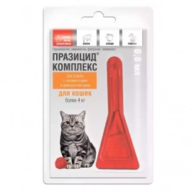 Apicenna ПРАЗИЦИД-КОМПЛЕКС защита от клещей, блох, власоедов и гельминтов, капли на холку для кошек весом более 4 кг