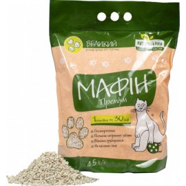 Мафин Крупный - Комкующийся бентонитовый наполнитель для кошачьего туалета, 4,5 л (3,8 кг)