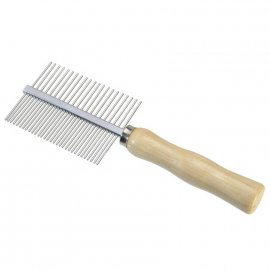 Camon (Камон) Гребінець подвійний з дерев'яною ручкою для всіх типів шерсті собак та котів