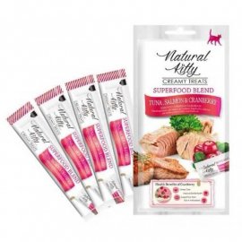 Natural Kitty Creamy Treats Tuna, Salmon & Cranberry крем-снеки для кошек ТУНЕЦ, ЛОСОСЬ и КЛЮКВА