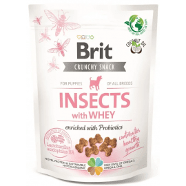 Brit Care Dog Crunchy Cracker Puppy Insects, Whey & Probiotics лакомство для роста щенков НАСЕКОМЫЕ, СЫВОРОТКА и ПРОБИОТИКИ