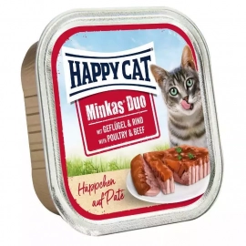 Happy Cat (Хэппи Кет) MINKAS DUO POULTRY & BEEF влажный корм для кошек паштет в соусе ПТИЦА И ГОВЯДИНА