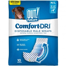 OUT! PetCare Comfort-Dri Disposable Male Wraps одноразові підгузки для псів (гігієнічний пояс)