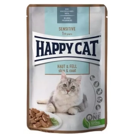 Happy Cat (Хепі Кет) MEAT IN SAUCE SENSITIVE SKIN & COAT вологий корм для котів з чутливою шкірою та шерстю