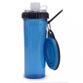 Dexas SNACK DUO COMPANION CUP пляшка подвійна для води та корму зі складною мискою, блакитний