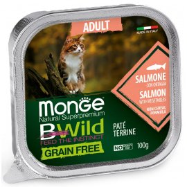 Monge Cat Bwild Grain Free Adult Salmon & Vegetables вологий корм для котів ЛОСОСЬ та ОВОЧІ, паштет