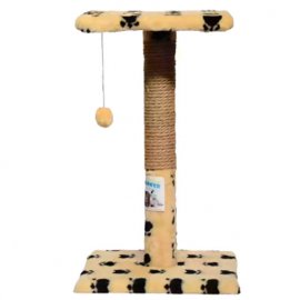 Пухнастики кігтеточка з полицею для кішок, бежевий з лапками