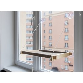 PetJoy Гамак на вікно для кота, білий/бежевий