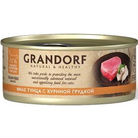Grandorf (Грандорф) консерва для кошек ФИЛЕ ТУНЦА с КУРИНОЙ ГРУДКОЙ