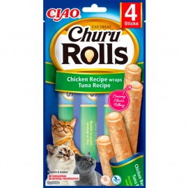 Inaba Cat Churu Rolls Chicken and Tuna лакомство для кошек ролы КУРИЦА и ТУНЕЦ