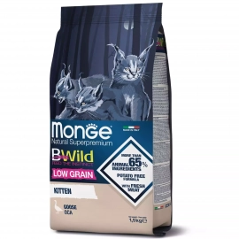 Monge Cat Bwild Low Grain Kitten Goose сухой низкозерновой корм для котят ГУСЬ Monge Cat Bwild Low Grain Kitten Goose сухой низкозерновой корм для котят ГУСЬ