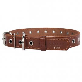 Collar (Коллар) - БЕЗРАЗМЕРНЫЙ кожаный ошейник для собак одинарный, коричневый