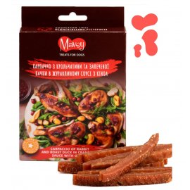 Mavsy Refined Jerky Carpaccio of Rabbit & Roast Duck in Cranberry Sauce ласощі для собак від 3 місяців КАРПАЧЧО З КРОЛИКА ТА КАЧКИ