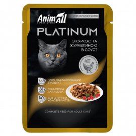 AnimAll Platinum влажный корм для кошек КУРИЦА И КЛЮКВА В СОУСЕ