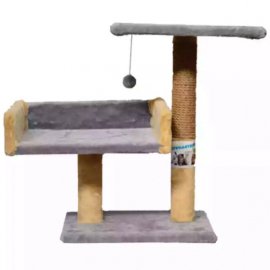 Пухнастики кігтеточка з диваном для кішок, сірий з бежевим